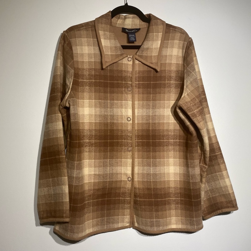 Denim&Co Brown Plaid Chore Coat
